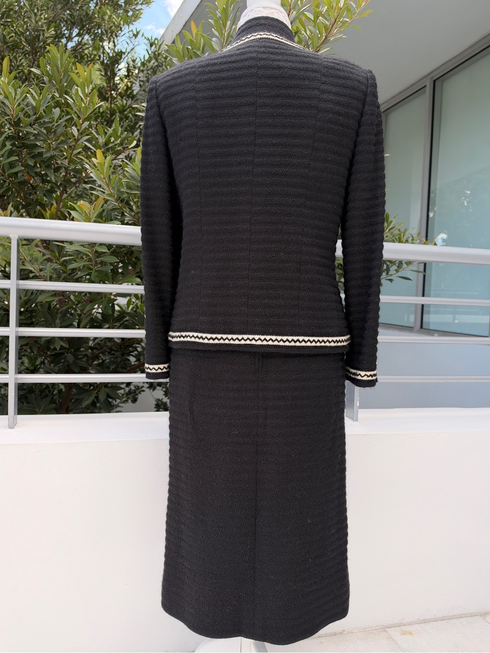 Vintage CHANEL Boutique Black Tweed Jacket & Maxi Skirt Suit Set Gold CC Buttons - Picture 7 of 14